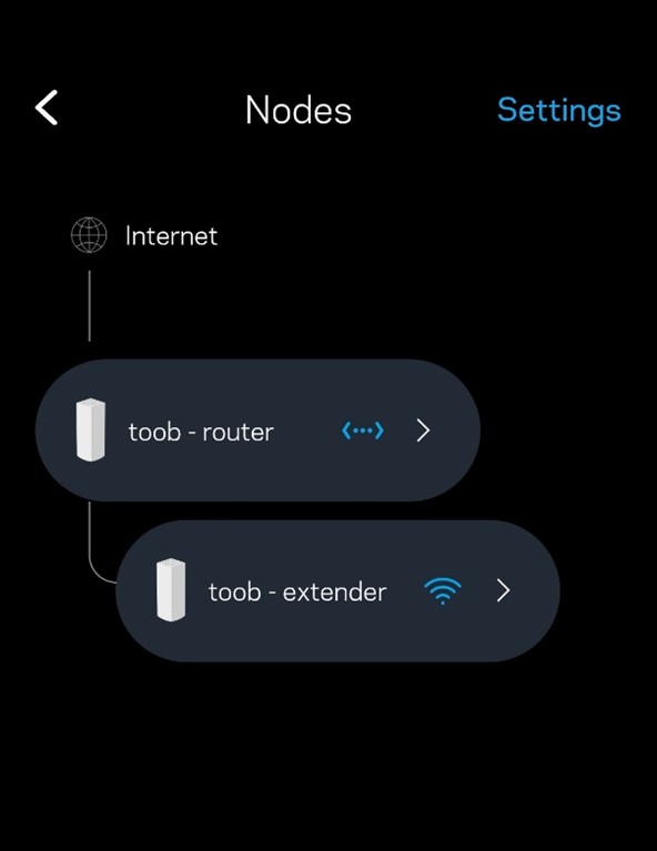 nodes in the Linksys app