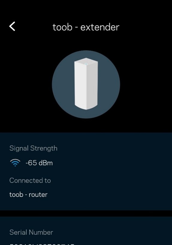 wi-fi extender signal in the Linksys app